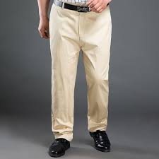 Stretchable Cream Cotton Pants For Plus Size Men at plus size garments