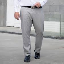 Stretchable Grey Cotton Pants For Plus Size Men at plus size garments